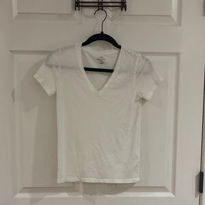 J. Crew Factory White V-Neck Short Sleeve Tee